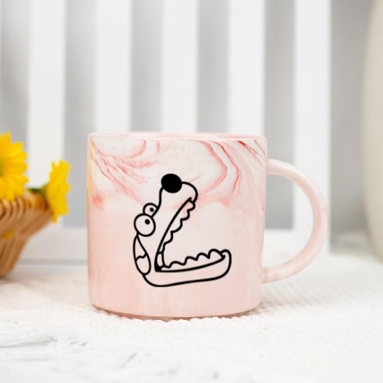 Dog Big Mouth Snout Hunger Looks Up Greedy Eating Marble Mugs