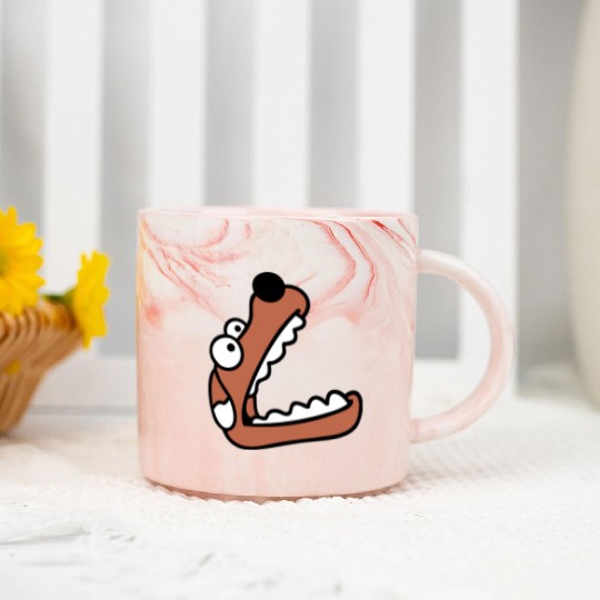Dog Big Mouth Snout Hunger Looks Up Greedy Eating Marble Mugs