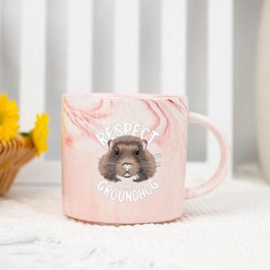 Respect The Groundhog Marble Mugs