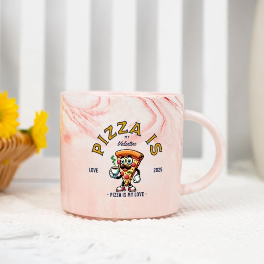 Pizza Is My Valentine Cheesy Love Marble Mugs