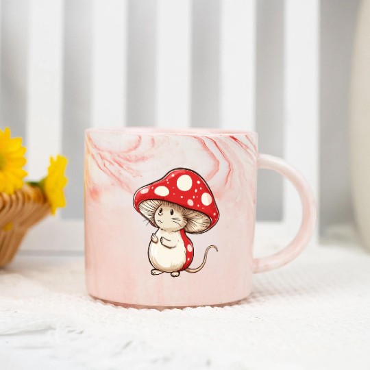 Mushroom Mouse Funny Animal And Mushroom Marble Mugs