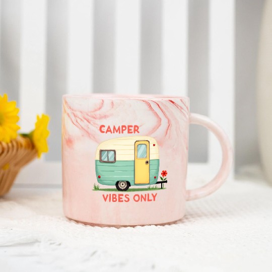 Camper Vibes Only: Nature Camping Marble Mugs