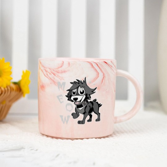 cute weird strange DOG saying MEOW cool funny Marble Mugs