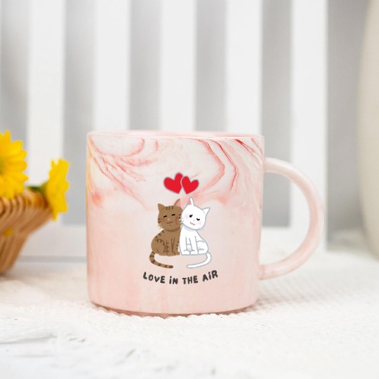 Love in the air cut cat in valentine Marble Mugs