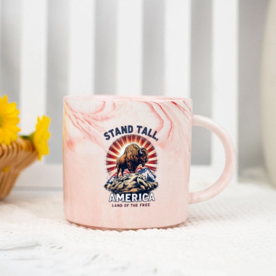 Stand Tall America Land Of The Free Buffalo Marble Mugs