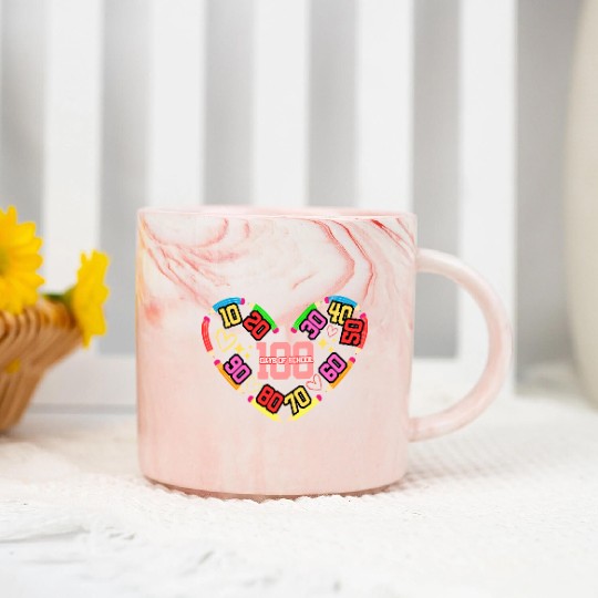100th Day of School Teacher Kids 100 Days Numbers Marble Mugs