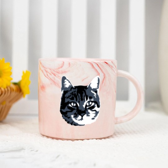 Cat Lover Realistic Pet Face Cute Cool Kitten Head Marble Mugs