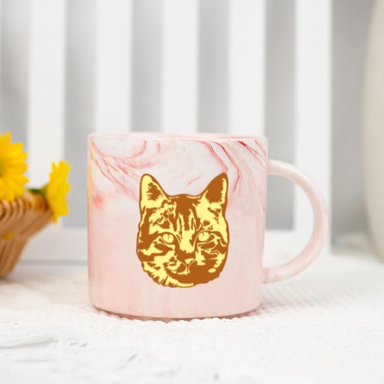 Cat Lover Realistic Pet Face Cute Cool Kitten Head Marble Mugs
