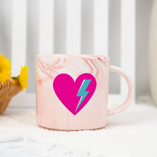 Heart with Lightning Bolt Marble Mugs