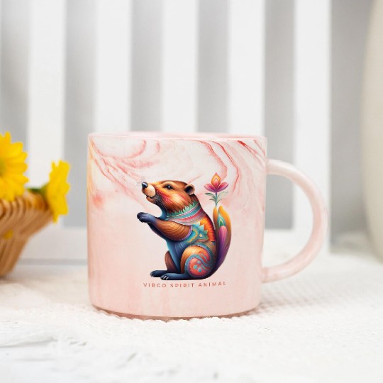 Virgo Spirit Animal Beaver Alebrije Female Marble Mugs