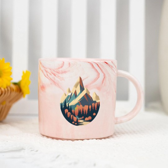 Modern Mountain Serenity Marble Mugs