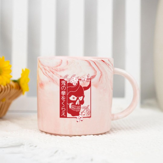 Japanese demon art face Skull devil oni harajuku Marble Mugs