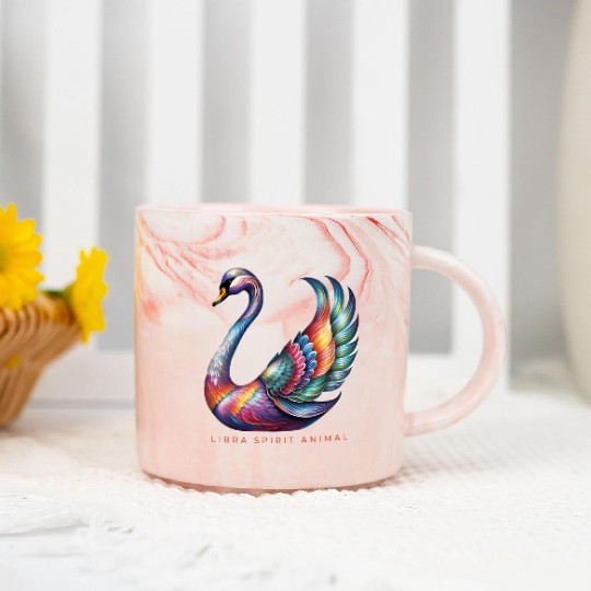 Libra Spirit Animal Swan Alebrije Marble Mugs