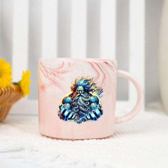 The Greek God Zeus with Lightning Marble Mugs