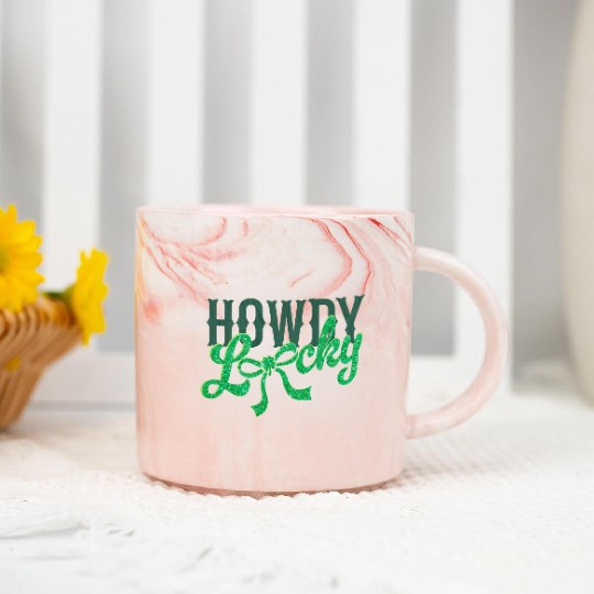 Howdy Lucky Western Cowgirl St Patricks Design Marble Mugs