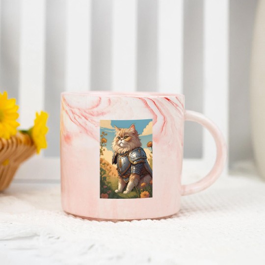 Cat painting red black cat Marble Mugs
