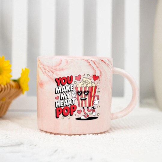 Fun You Make My Heart Pop Popcorn Marble Mugs
