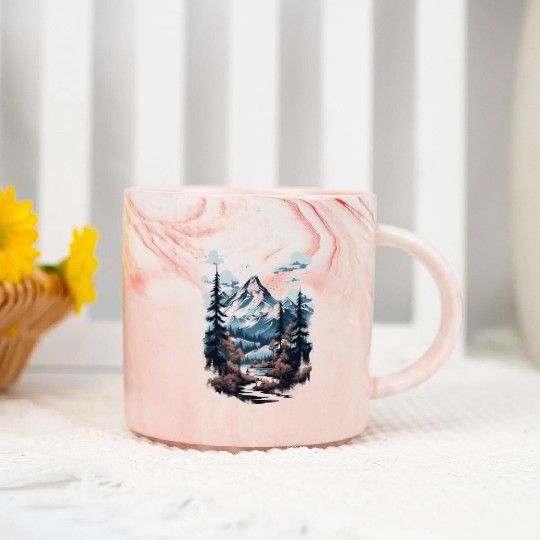 Midnight Mountain Serenity Marble Mugs