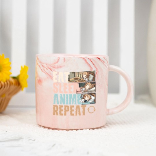 Eat Sleep Anime Repeat Funny Otaku Marble Mugs