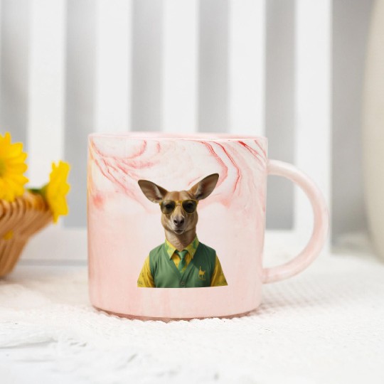 Green and Gold Kangaroo 6 Marble Mugs