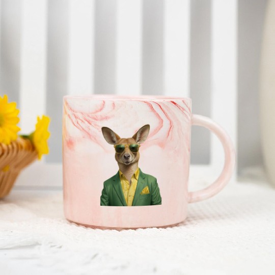 Green and Gold Kangaroo 7 Marble Mugs