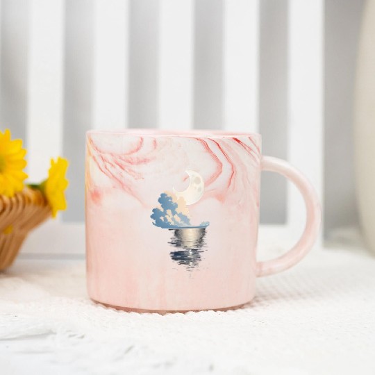 Full Moon Over sea Marble Mugs