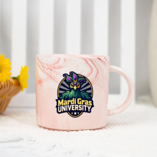 Mardi Gras University Peacock Women's Mardi Gramas Marble Mugs