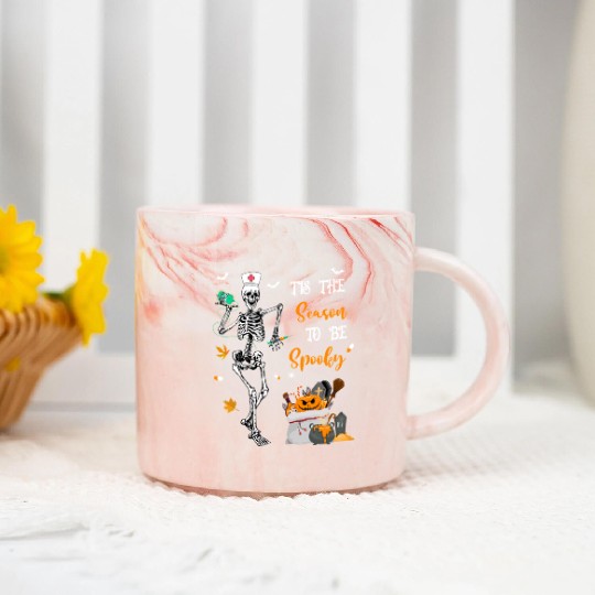 Tis The Season To Be Spooky Nurse Marble Mugs