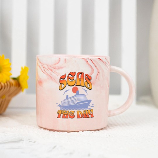 Vintage Sunset Seas The Day Cruise Marble Mugs