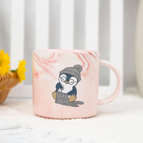 Sewing Penguin Crafting Fun Marble Mugs