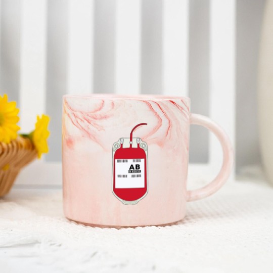 AB Negative Blood Bag Marble Mugs