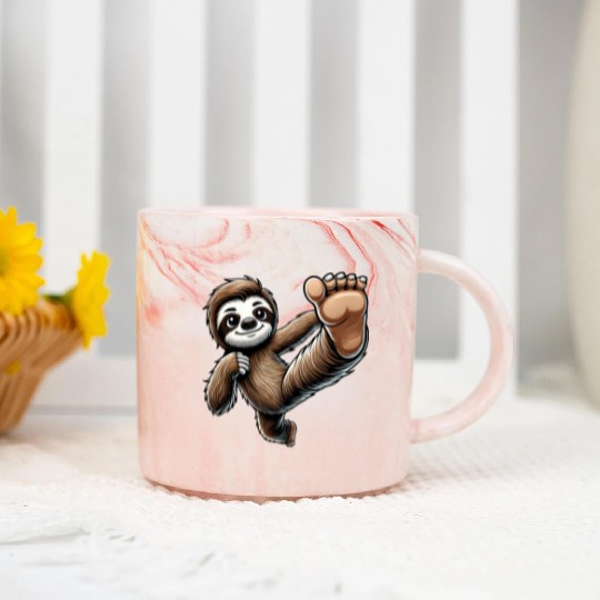 Sloth Karate Master Kick Martial Arts Marble Mugs