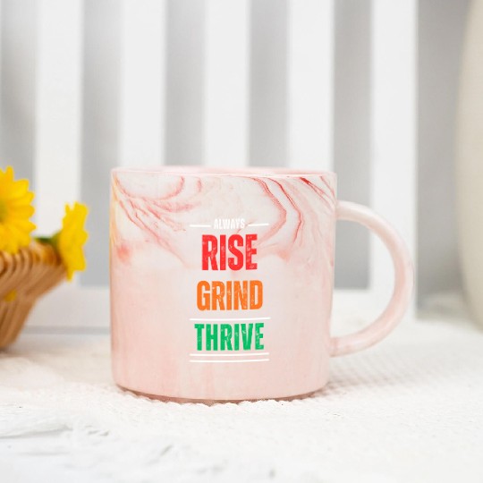 Rise, Grind, Thrive – The Resilience Mindset Marble Mugs