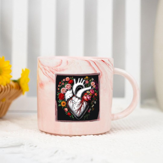 Flower Heart Spring by Tobe Fonseca Marble Mugs