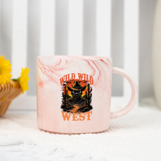 Wild Wild West Cowboy Sunset Marble Mugs