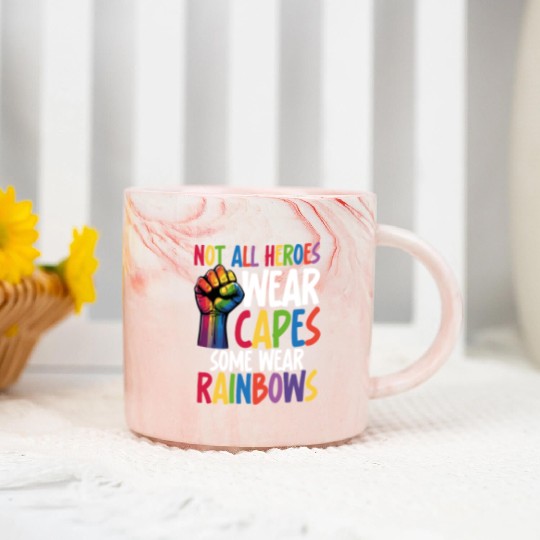 Not All Heroes Wear Capes LGBTQ+ Pride Equality Marble Mugs