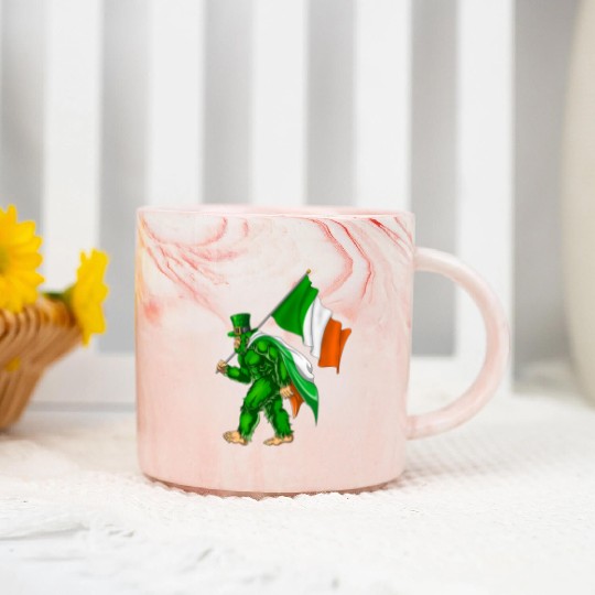 St. Patrick's Day Bigfoot Ireland Flag Marble Mugs