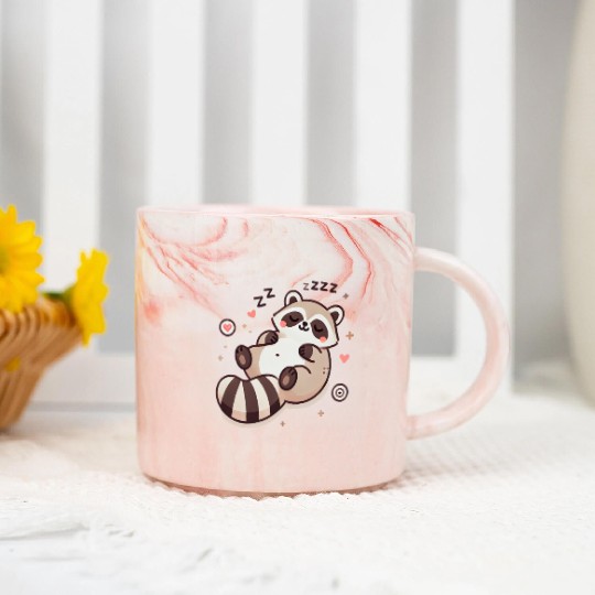 Cute Sleeping Baby Raccoon Marble Mugs
