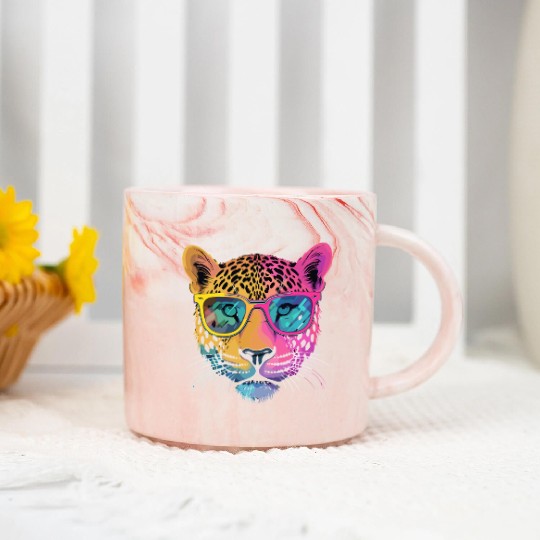 Cheetah Wearing Sunglasses Hipster Style Marble Mugs