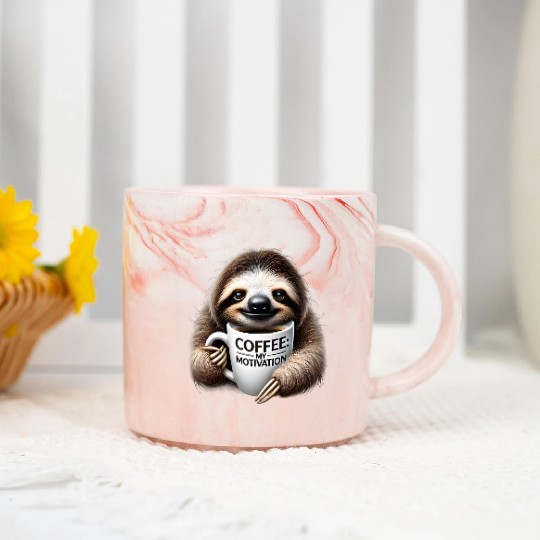 Sleepy Sloth Coffee Motivation Marble Mugs