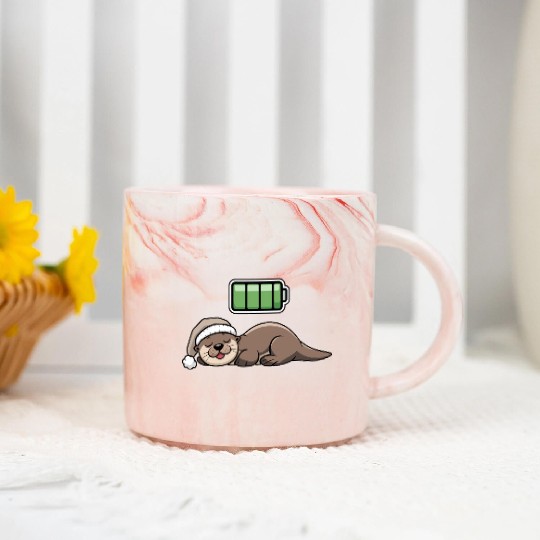 Sea Otter Sleeping Recharging Night Bedtime Marble Mugs