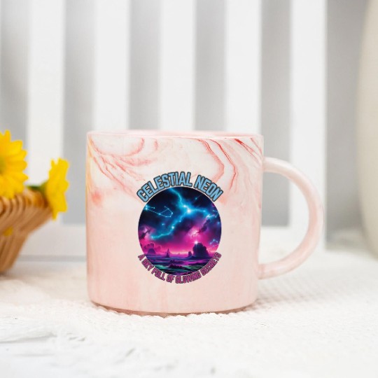 Celestial Neon - A sky full of glowing secrets Marble Mugs