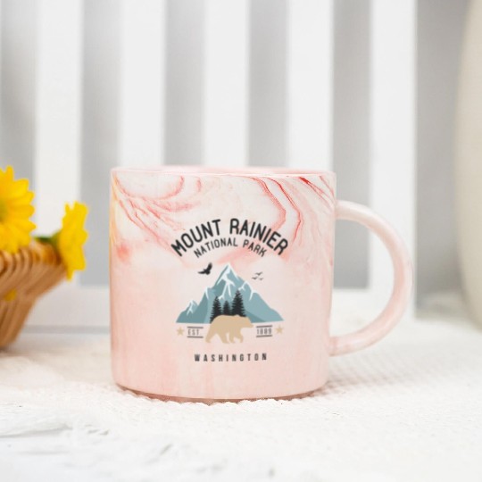 Mount Rainier National Park Est. 1889 Washington Marble Mugs