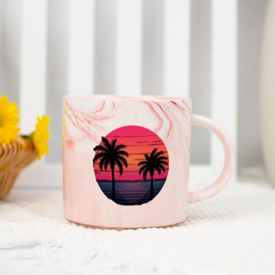 Tropical Sunset Serenity Marble Mugs