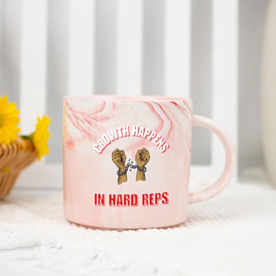 Breaking Limits: Growth Happens in the Hard Reps Marble Mugs