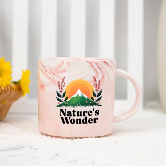 Natures Wonder - Outdoors Hiking - Mountain Sunset Marble Mugs