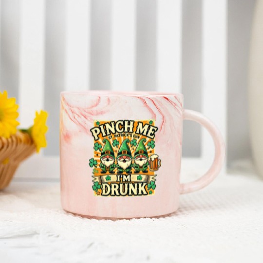 Pinch Me I'm Drunk St Patricks Day Gnomes Irish Marble Mugs