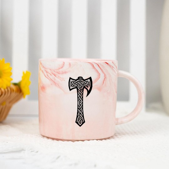 Axe In Celtic Knot Tattoo Style Marble Mugs