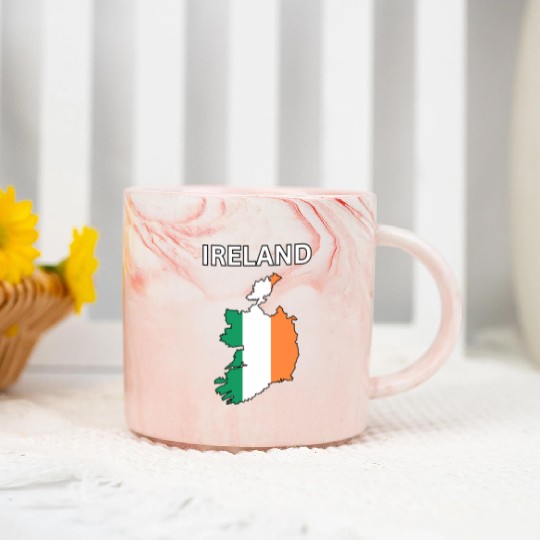 Ireland Flag Map Marble Mugs