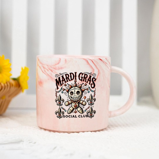 Mardi Gras Voodoo Doll Soociial Clubb Magic Marble Mugs